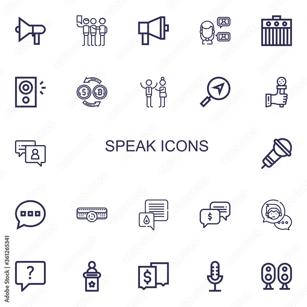 Editable 22 speak icons for web and mobile