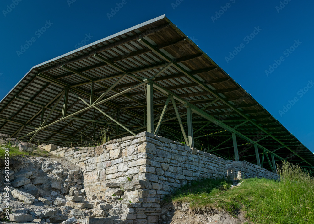 old stone ruins, roof placed to prevent death, sunny summer day old stone ruins, roof placed to prevent death, sunny summer day