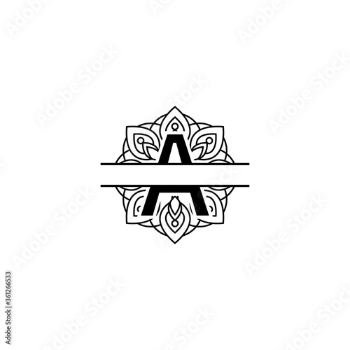 Initial a split monogram mandala vector design template illustration
