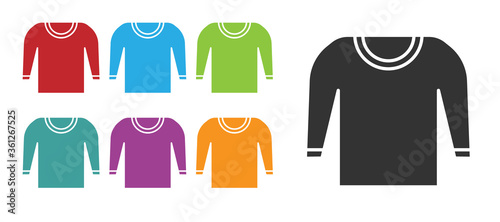 Black Sweater icon isolated on white background. Pullover icon. Set icons colorful. Vector Illustration.