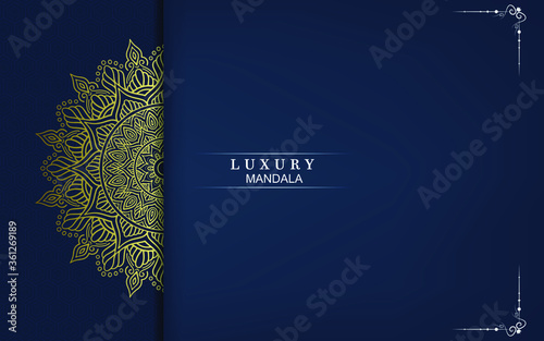 Luxury gold mandala ornate background for wedding invitation, book cover