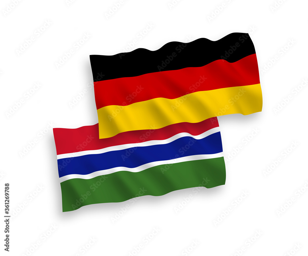 Flags of Republic of Gambia and Germany on a white background Flags of Republic of Gambia and Germany on a white background