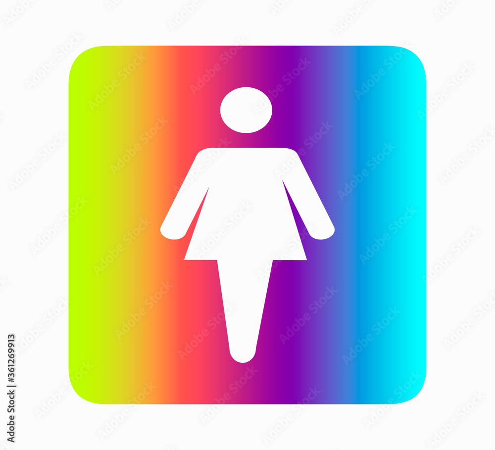 female toilet icon neon rainbow flat design vector illustration female toilet icon neon rainbow flat design vector illustration
