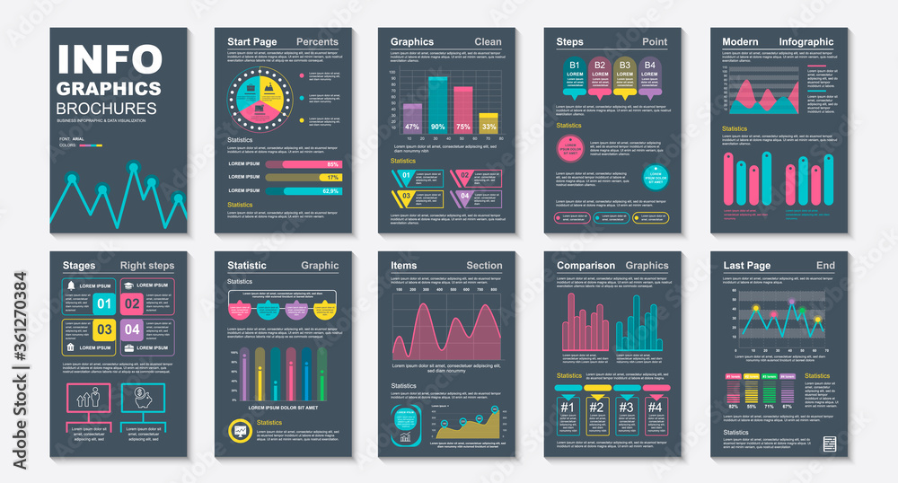 Infographic brochures data visualization vector design template. Can be used for info graphic, resume and cv, web, print, magazine, poster, flyer, brochure, annual report, marketing, advertising. Infographic brochures data visualization vector design template. Can be used for info graphic, resume and cv, web, print, magazine, poster, flyer, brochure, annual report, marketing, advertising.