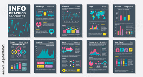 Infographic brochures data visualization vector design template. Can be used for info graphic, resume and cv, web, print, magazine, poster, flyer, brochure, annual report, marketing, advertising.