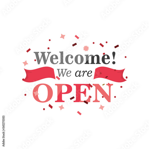 welcome we are open detailed style icon vector design