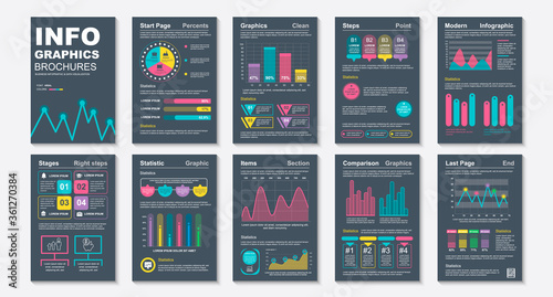 Infographic brochures data visualization vector design template. Can be used for info graphic, resume and cv, web, print, magazine, poster, flyer, brochure, annual report, marketing, advertising.