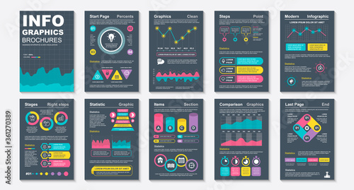 Infographic brochures data visualization vector design template. Can be used for info graphic, resume and cv, web, print, magazine, poster, flyer, brochure, annual report, marketing, advertising. photo