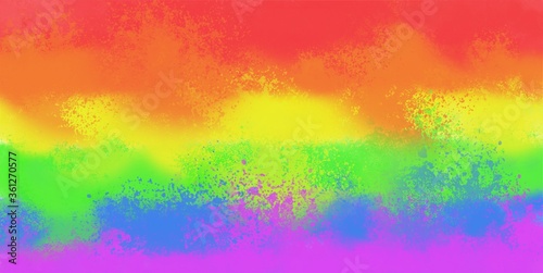 Watercolor painting of gay pride rainbow flag