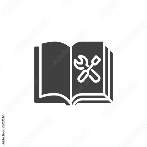 Manual book vector icon. filled flat sign for mobile concept and web design. Technical manual instruction glyph icon. Symbol, logo illustration. Vector graphics