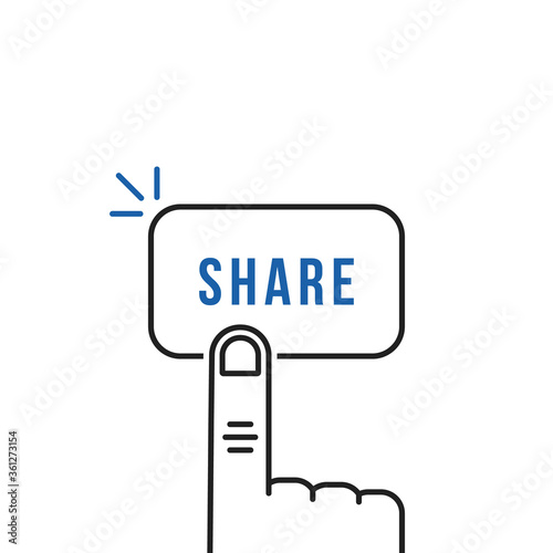 thin line forefinger press on simple share button