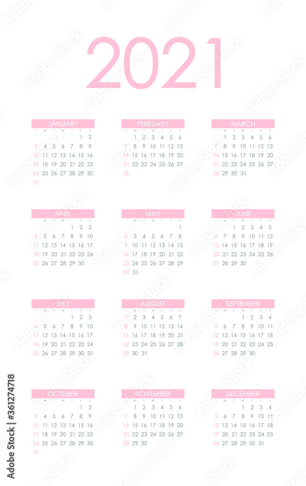 2021 Calendar Planner Design.Week Starts on Sunday. 2021 Calendar Planner Design.Week Starts on Sunday.