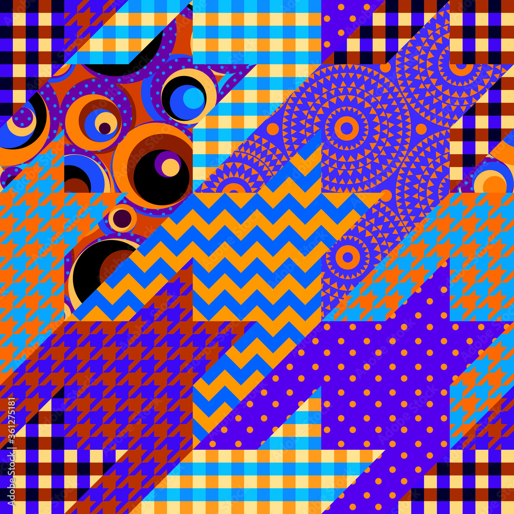 Patchwork textile pattern. Seamless quilting design background.