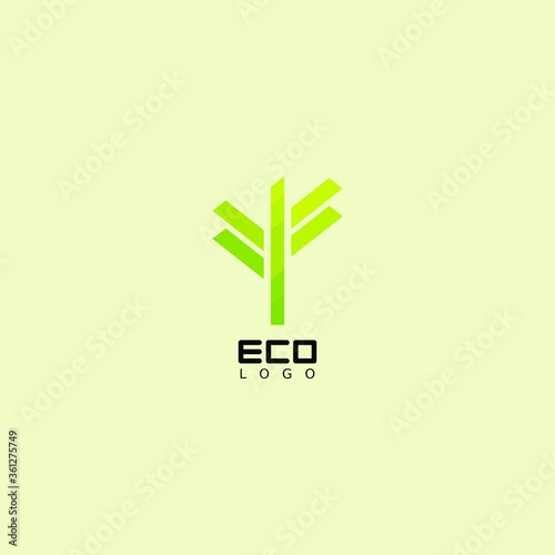 Green eco-friendly logo with leaf patterns for business, natural logo, green abstract logo