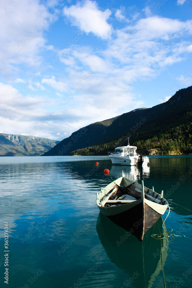 Boats on a lake, Norway