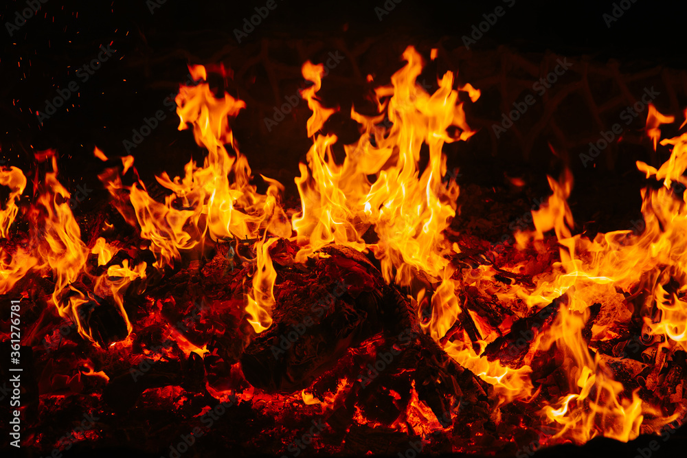 Fire flames isolated on black background. Copy space. Fire flames isolated on black background. Copy space.