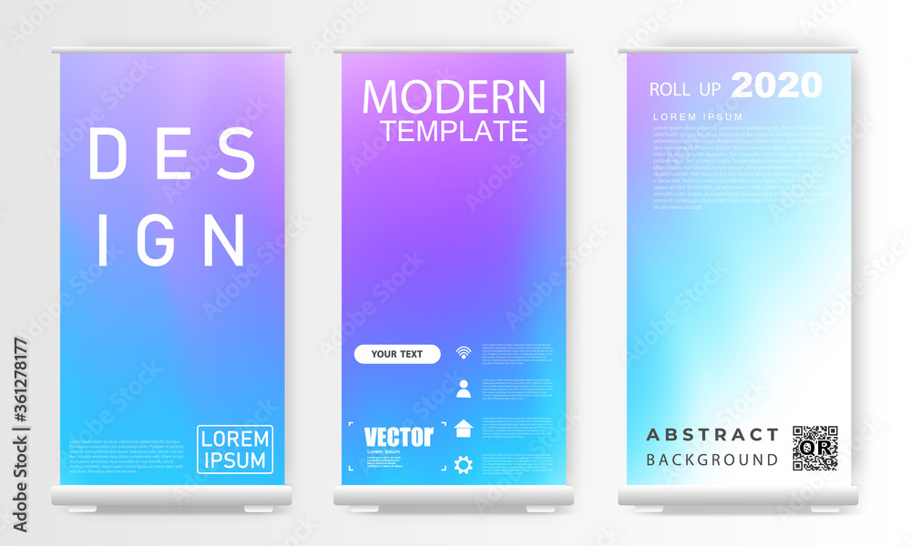 Obraz premium Abstract mockup colorful gradient background roll up concept for your graphic colorful design, Layout Design Template,