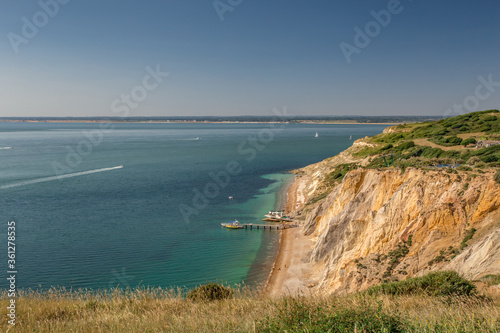 Wallpaper Mural Late summer evening at the Needles.Beautiful landscape from The Needles Isle of Wight,one of the most romantic and iconic places in England,Needles park Isle of Wight Torontodigital.ca