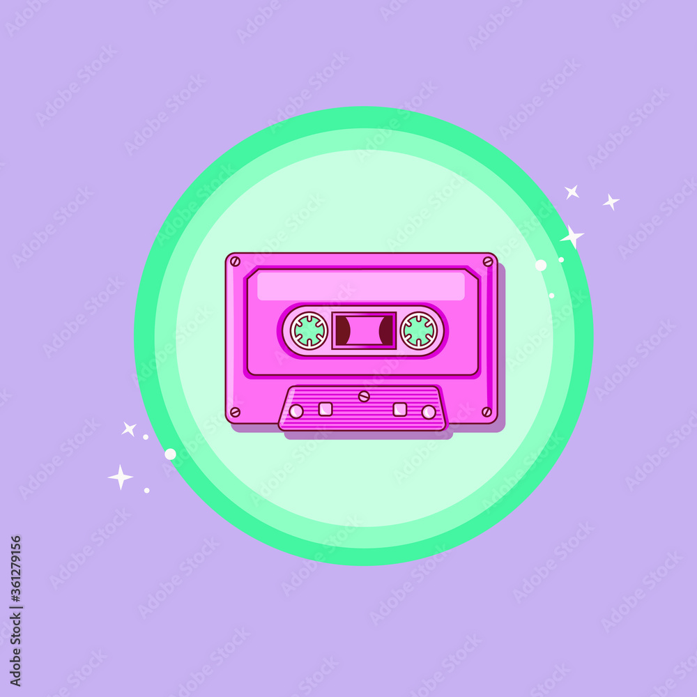Fototapeta premium Retro Audio cassette Modern flat style vector illustration Posters postcards greeting cards banners packaging headers template