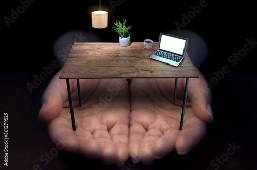 Miniature office desk with ...