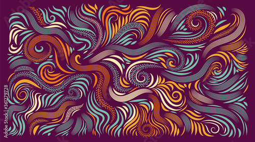 Abstract colorful background with swirls and leaves. Eps10 vector