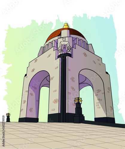 Vector illustration to Monumento a la Revolución in Mexico City