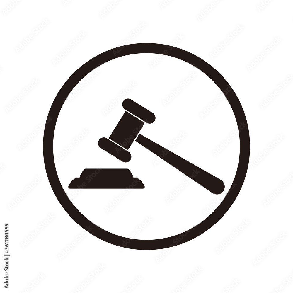 law hammer icon isolated vector law hammer icon isolated vector