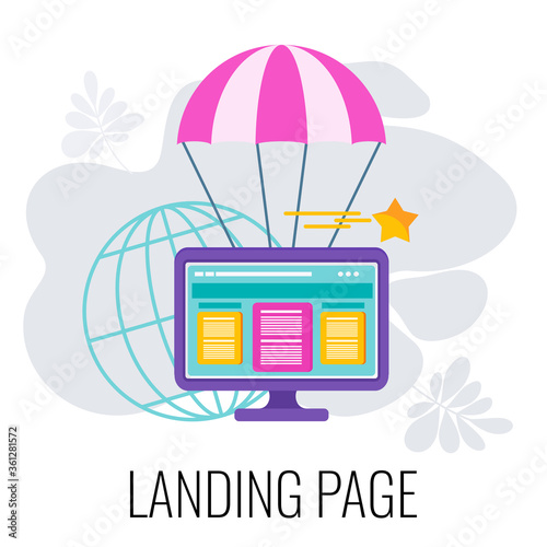 Landing page icon. Marketing flat vector illustration.