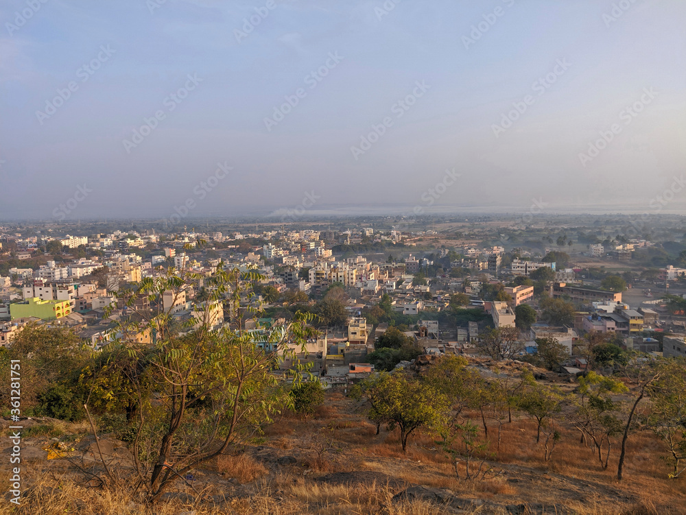 Aerial view of Jejuri Town, Maharastra, India