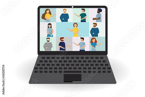 Illustrations flat design concept video conference. online meeting work form home. Vector illustrate. eps.10