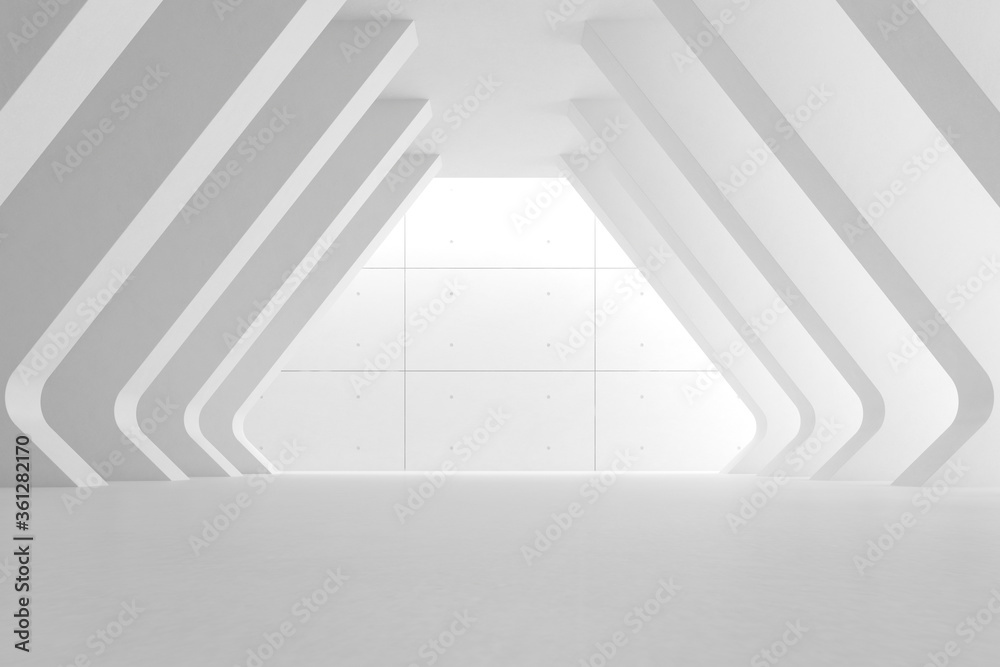 Obraz premium Przestrzeń architektury abstrakcyjnej, wnętrze z betonową ścianą. Renderowania 3D.