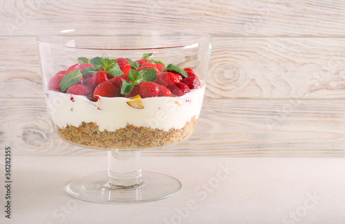 Nectarine and strawberry trifle