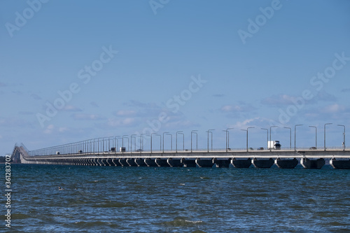 The Oland Bridge is a road bridge connecting Kalmar on mainland Sweden to Färjestaden on the island of Öland to its east with the characteristic hump at its western end © Henk Vrieselaar
