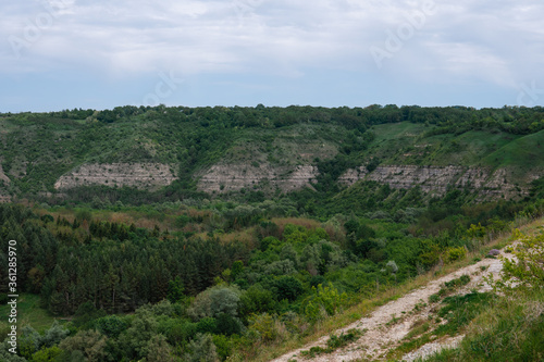 View of the river Ternava, canyon Podilsky Tovtry, Green hills. The nature of Ukraine. Nature Reserves and Forests Kytayhorodsʹke Vidslonennya Ukraine