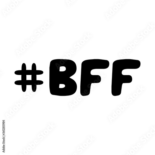 Best friend forever abbreviation. Cute hand drawn bauble lettering. Isolated on white background. Vector stock illustration.