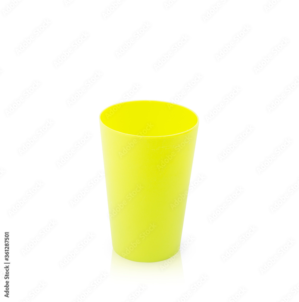 colorful plastic mug isolated on white background colorful plastic mug isolated on white background
