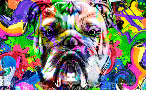 dog head colorful illustration art