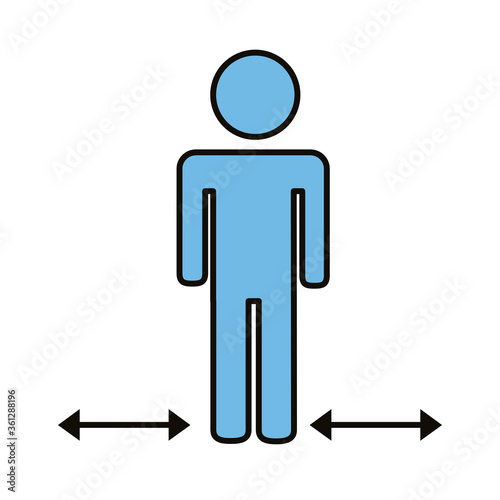 human figure with arrows distance social line and fill style