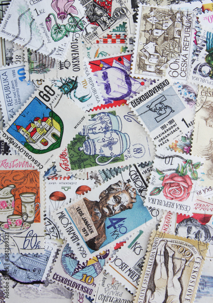 vintage postage stamps background