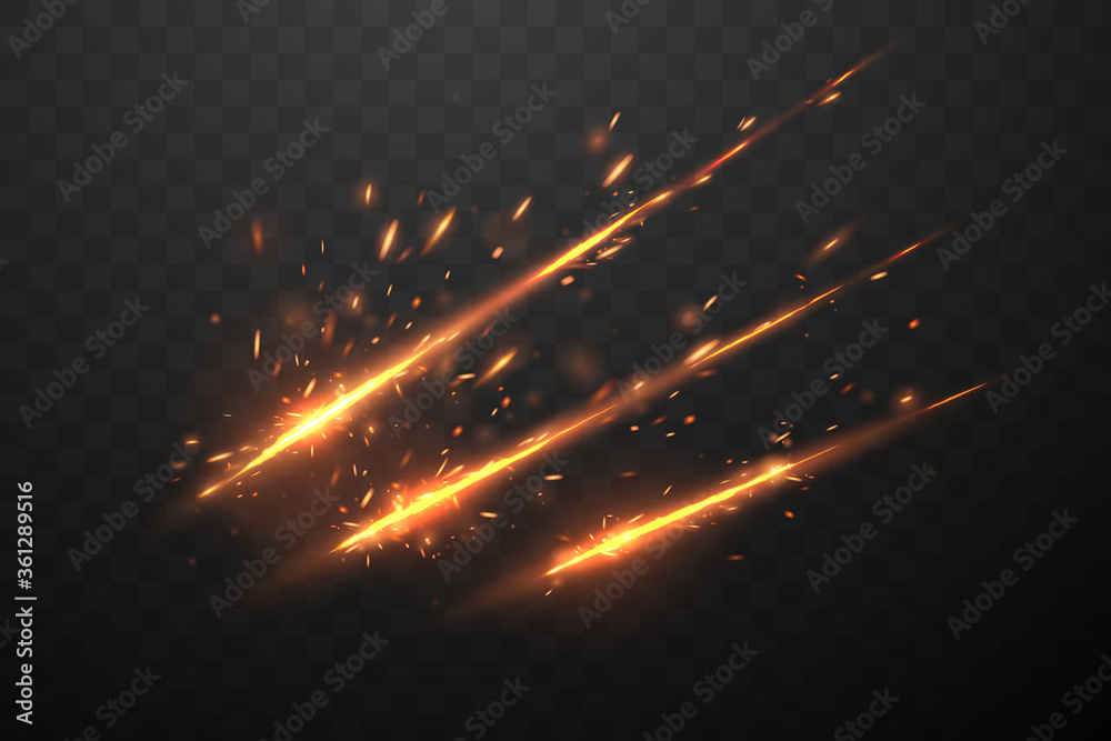 Cut tracks with sparks effect