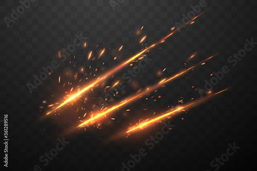 Cut tracks with sparks effect