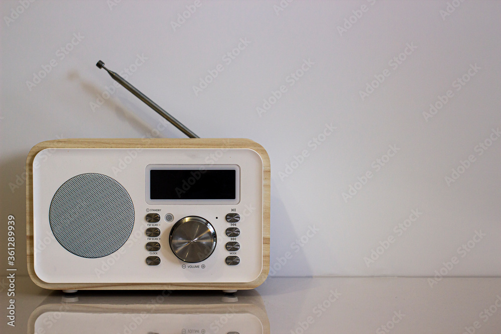 Radio on a white background. Retro old radio on a white background.