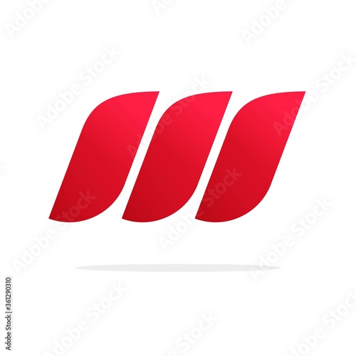 Abstract three elements vector logo w letter template design, colorful gradient red geometric logotype identity element, creative colorful flame in leaves curve waves style