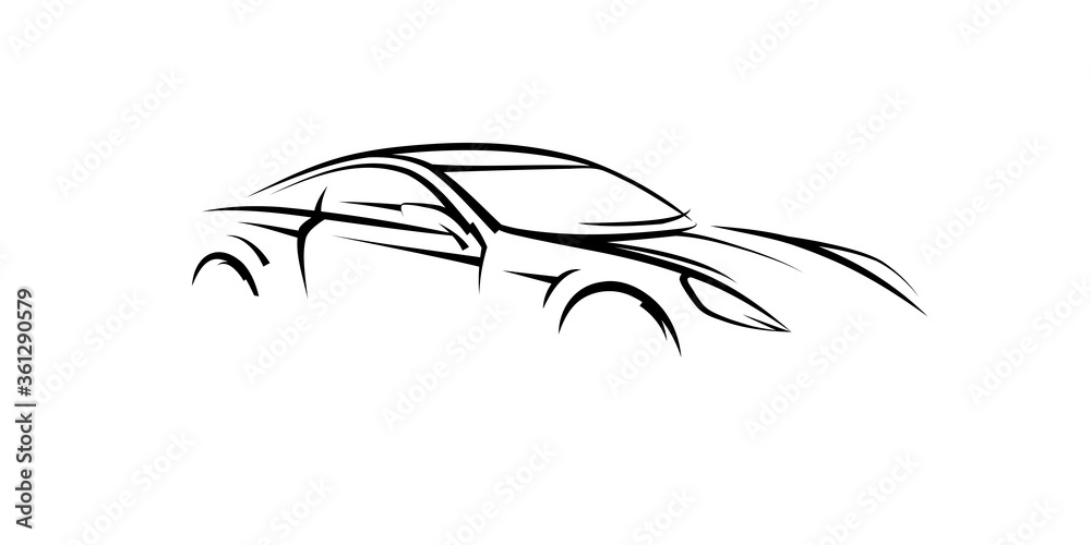Auto Concept sports car silhouette. Supercar showroom emblem design. Performance motor vehicle dealership logo style design. Vector illustration. Auto Concept sports car silhouette. Supercar showroom emblem design. Performance motor vehicle dealership logo style design. Vector illustration.