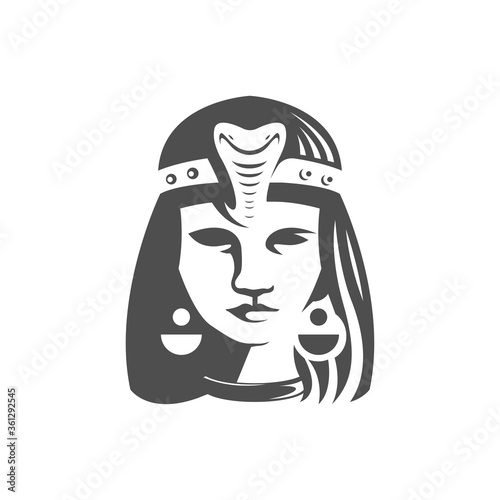 cleopatra logo black and white vector illustration