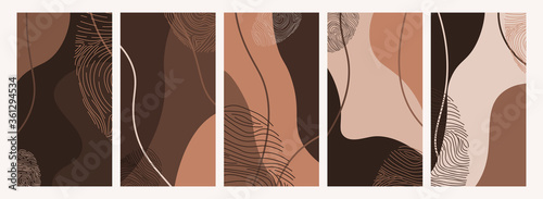 Social media stories backgrounds with abstract skin tone colors, hand painted shapes.