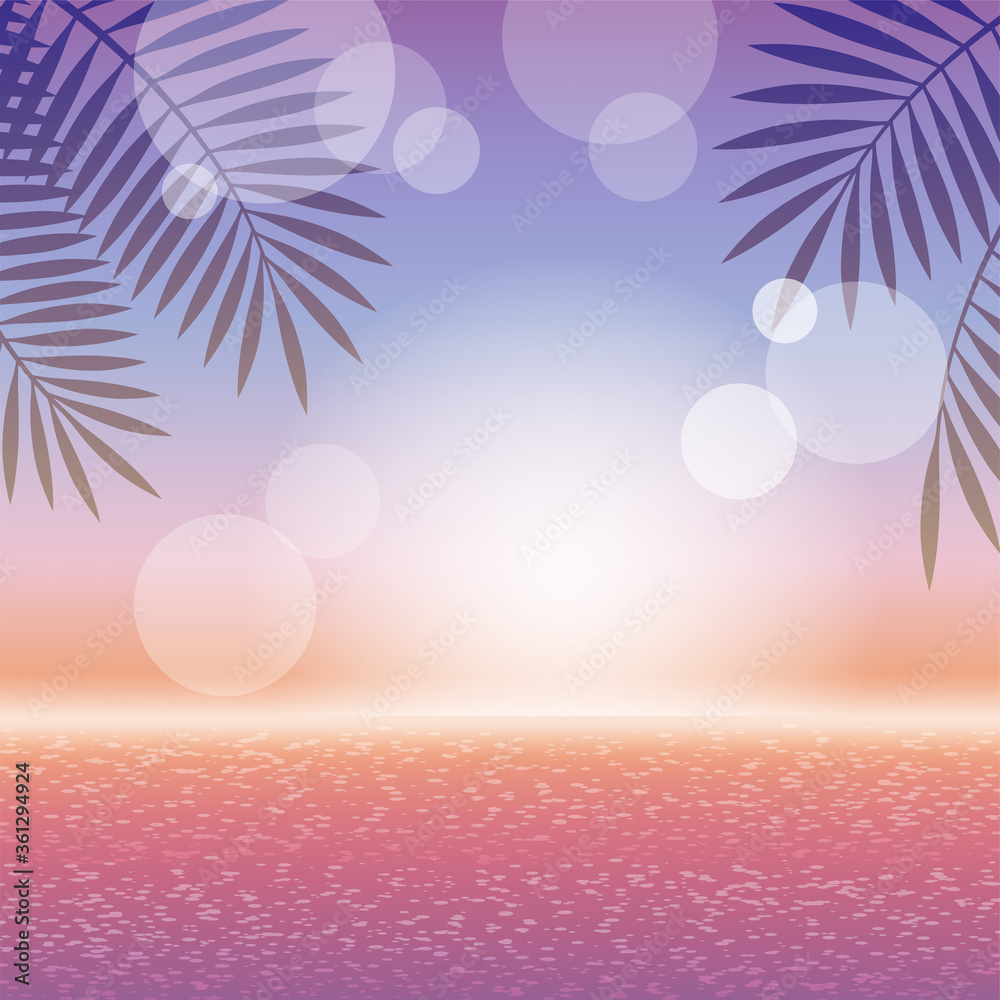 夕陽のトロピカルリゾート 正方形の背景イラスト Stock Vector Adobe Stock