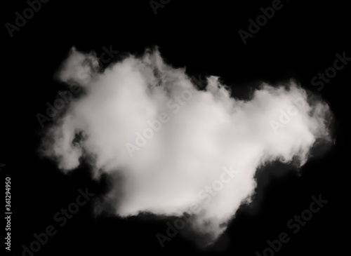 White smoke cloud isolated on black background 