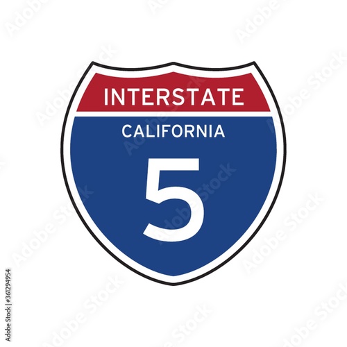 Interstate california 5 route sign