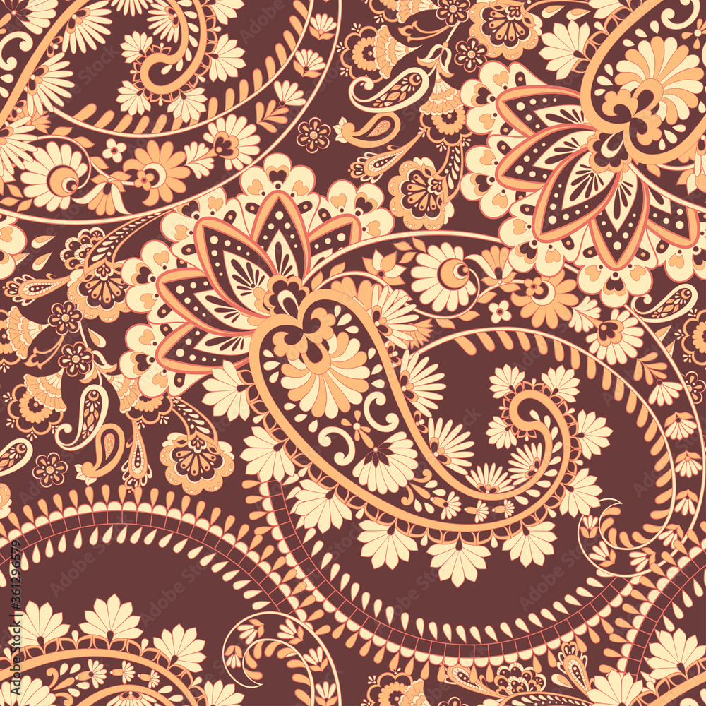 Paisley - seamless ethnic pattern. Indian floral vintage background